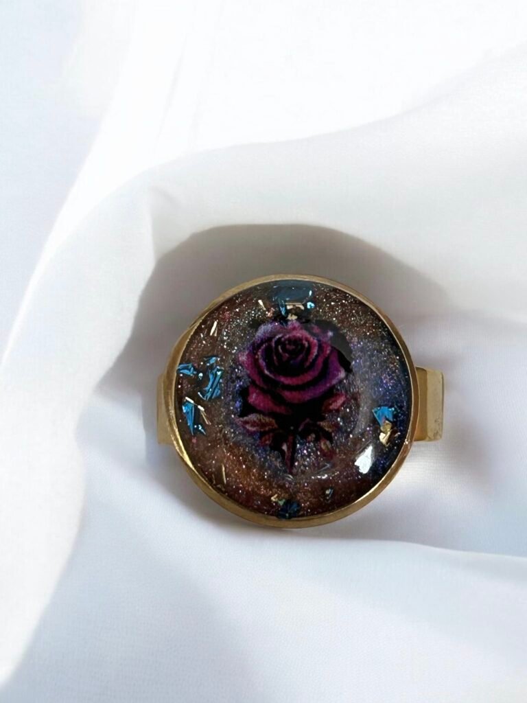 Bague réglable fleur rose