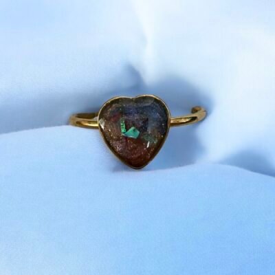 Bague réglable coeur galaxie