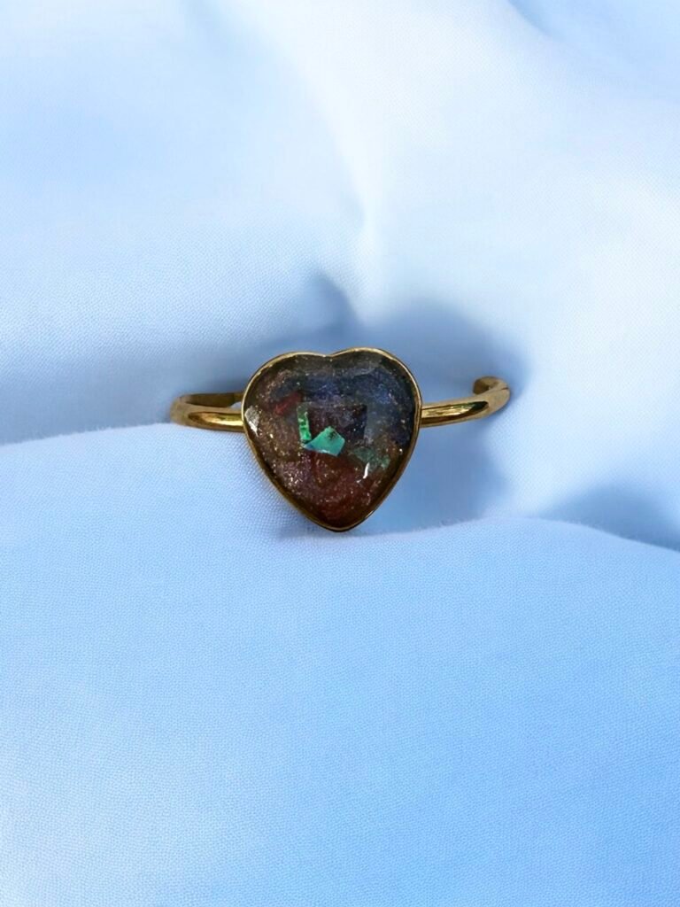 Bague réglable coeur galaxie