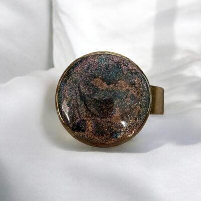 Bague réglable galaxie rose dorée