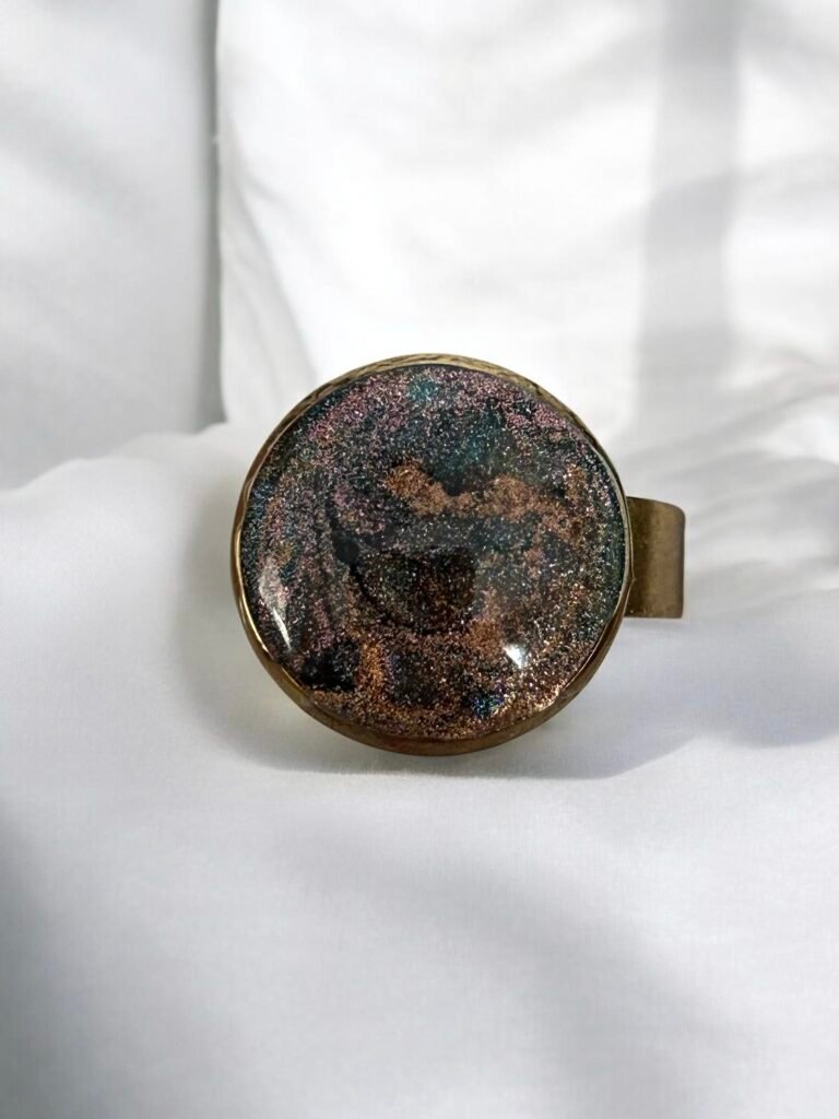 Bague réglable galaxie rose dorée