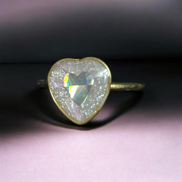 Bague coeur rose et blanche