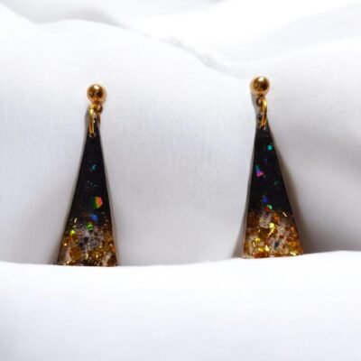 Boucles d'oreilles triangles noir et or