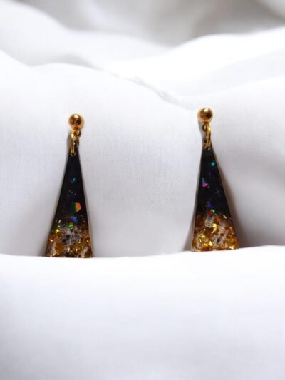 Boucles d'oreilles triangles noir et or