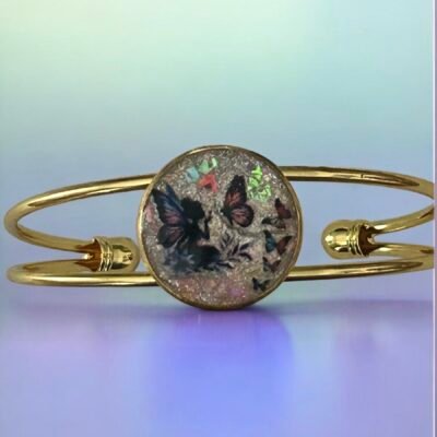 Bracelet jonc fée aux papillons