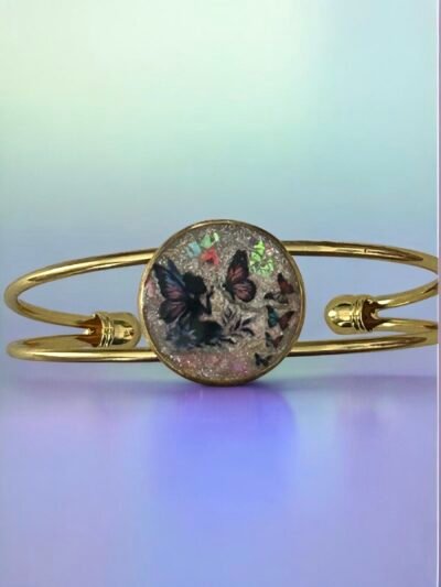 Bracelet jonc fée aux papillons