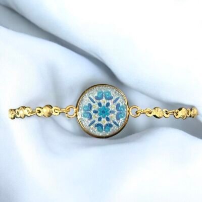 Bracelet mosaique blanc et bleu