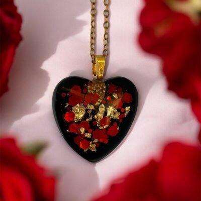 Collier coeur noir à paillettes