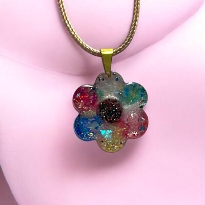 Collier fleur multicolore