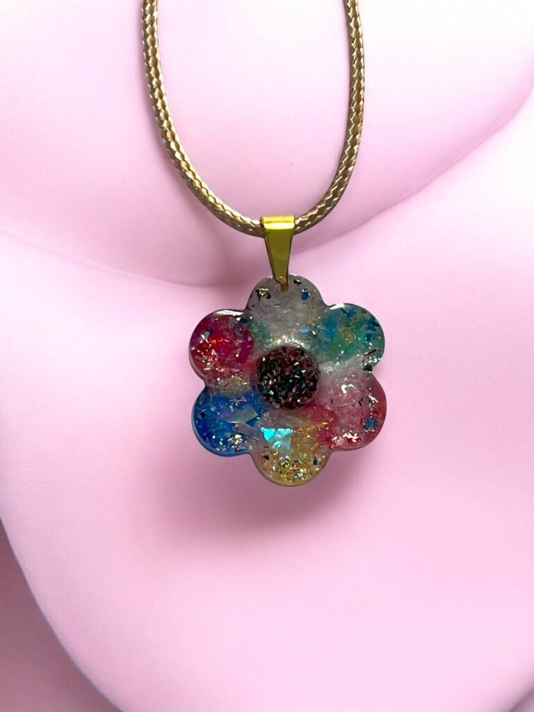 Collier fleur multicolore
