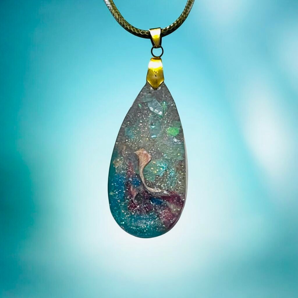 Collier larme océan pailleté