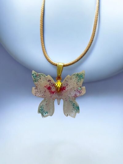 Collier papillon blanc pailleté