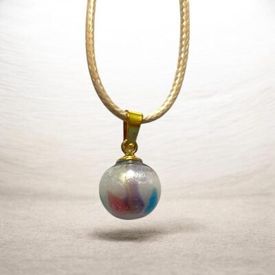 Collier petite boule en verre multicolore