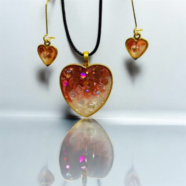 Parure coeur rose et blanc