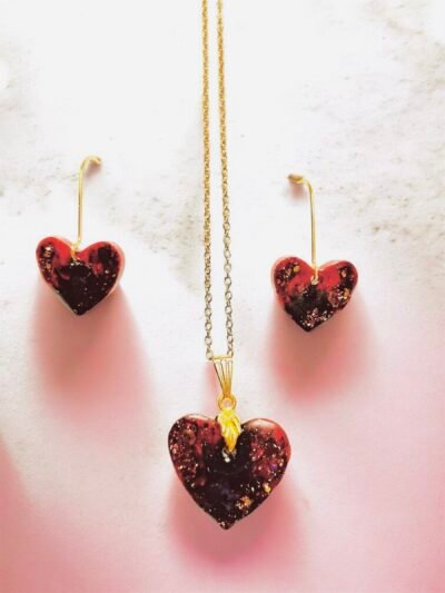 Parure coeur rouge et noir