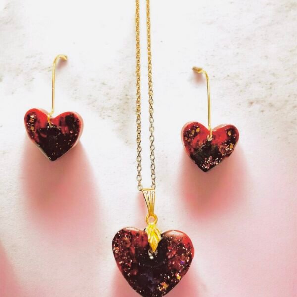 Parure coeur rouge et noir
