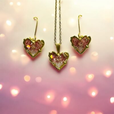 Parure strass rose et blanc