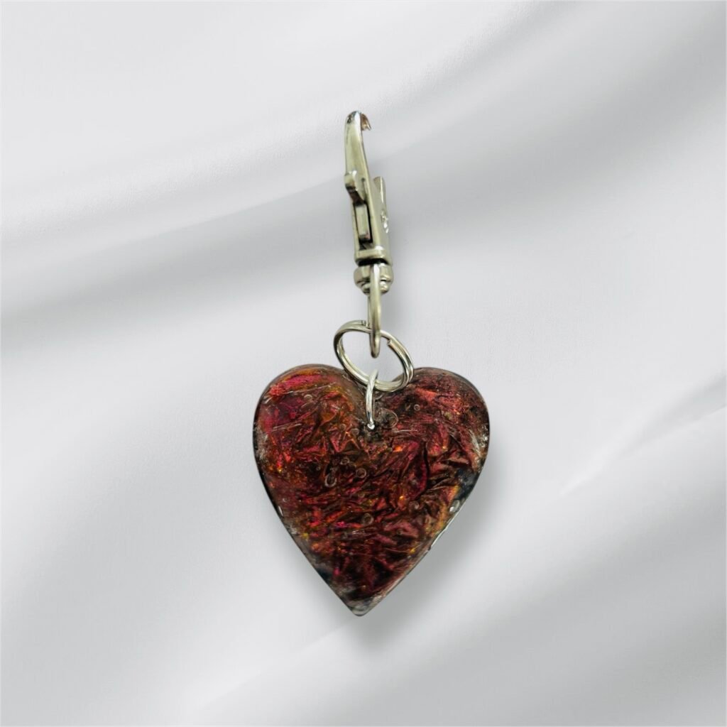 Porte clé coeur bordeau