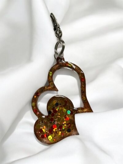 Porte clé double coeur