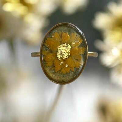 Bague réglable fleur naturelle
