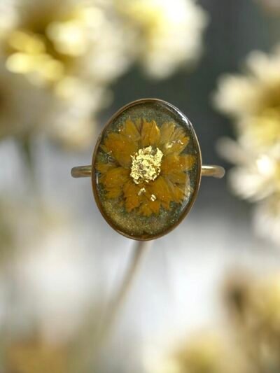 Bague réglable fleur naturelle