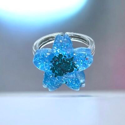 Bague fleur bleue