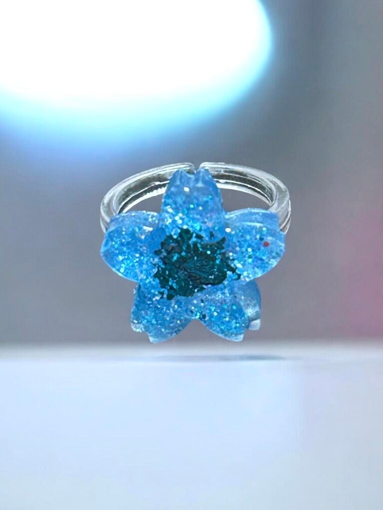 Bague fleur bleue