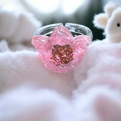 Bague fleur rose