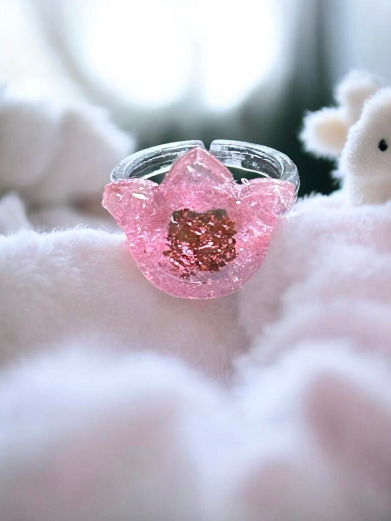 Bague fleur rose
