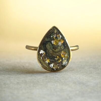 Bague réglable larme verte