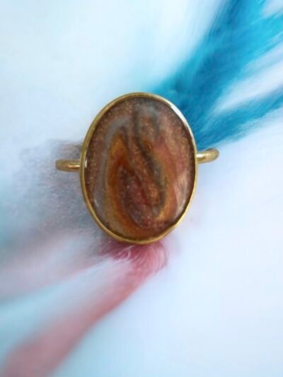 Bague réglable ovale ocre