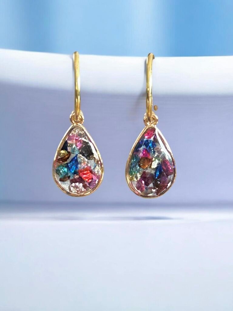 Boucles d'oreilles pierres multicolores