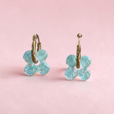 Boucles d'oreilles mini pampilles bleu