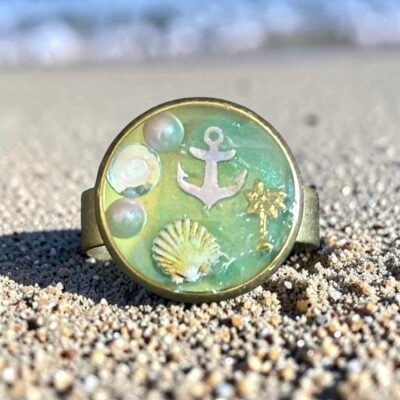 Bague ancre marine du lagon