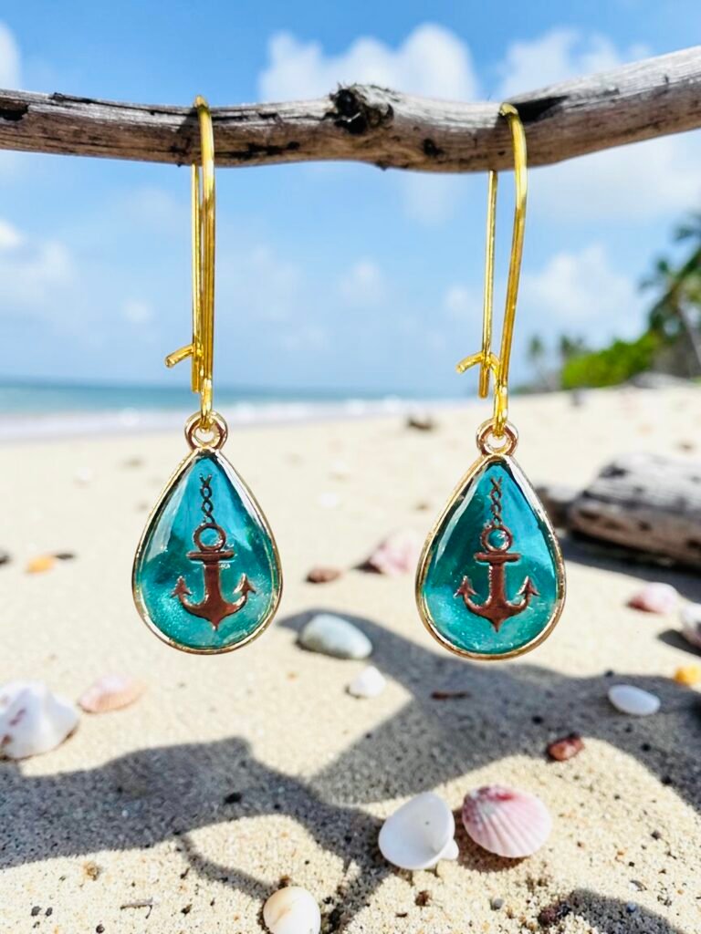 Boucles d'oreilles ancre des mers