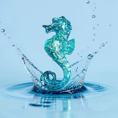 Broche aqua hippocampe